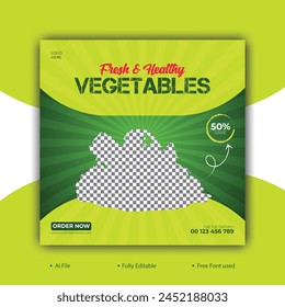 
Vector fresh grocery vegetable delivery social media post promotion template
