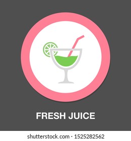 Vector Fresh Juice Glass Illustration Isolated - Natural, Organic And Tropical Menu