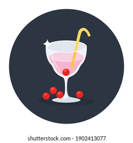 
A vector of fresh juice with straw, chilled juice 
