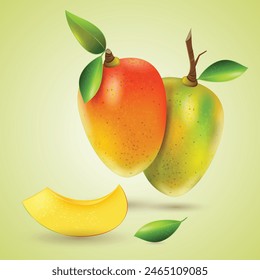 Vector Fresh King of Fruits Mango with slice Background