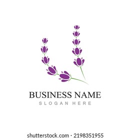 vector fresh lavender flower logo design