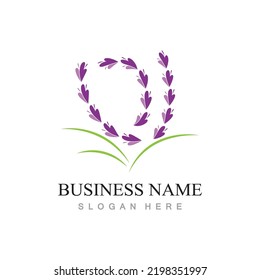 diseño del logo de la flor de lavanda fresca vectorial