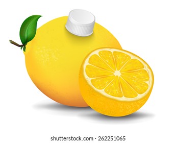 Vector. Fresh lemons with leaves. juice pack concept