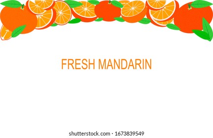 Plantilla de mandarinas frescas vectoras para banners, revistas, sitios web, restaurantes y menús. Comer sano con frutas para un estilo de vida saludable.