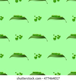 Vector Fresh Natural Green Peas Seamless Pattern Isolated on Green