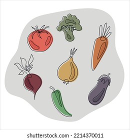 vector fresh natural vegetables set