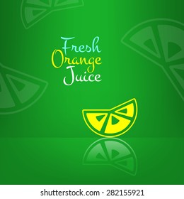 Vector fresh orange juice menu background. Green and yellow stylish tropical wallpaper.