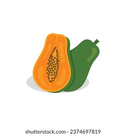 Vector Fresh Papaya Fruit Illustration Design. Healthy Food Icon.