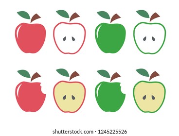 Vector fresh red and green apples icon.Healthy food concept