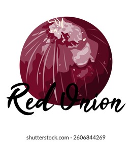 Vector fresh red onion on white. Vector illustration.