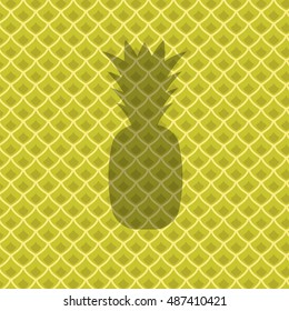 Vector Fresh Ripe Pineapple Pattern. Tropical Fruit Background.