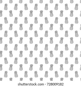 Vector Fresh Ripe Pineapple Seamless Pattern on White Background. Tropical Fruit Background.
