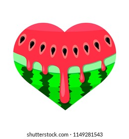 Vector Fresh Ripe Watermelon Icon Isolated on White Background