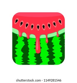Vector Fresh Ripe Watermelon Icon Isolated on White Background