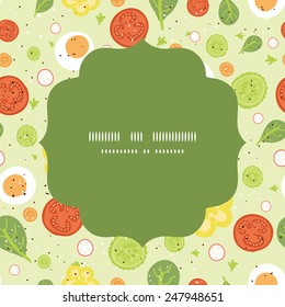 Vector fresh salad circle frame seamless pattern background