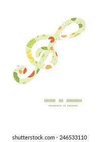 Vector fresh salad gclef musical silhouette pattern frame
