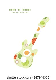 Vector fresh salad guitar music silhouette pattern frame
