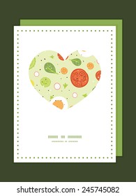 Vector fresh salad heart symbol frame pattern invitation greeting card template