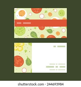 Vector fresh salad horizontal stripe frame pattern business cards set