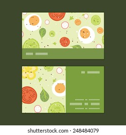 Vector fresh salad horizontal stripe frame pattern business cards set