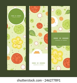 Vector fresh salad vertical banners set pattern background