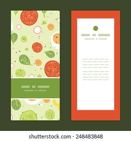 Vector fresh salad vertical frame pattern invitation greeting cards set
