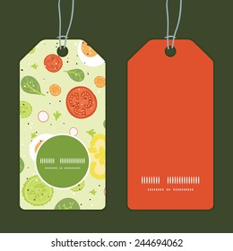 Vector fresh salad vertical round frame pattern tags set