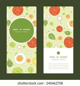 Vector fresh salad vertical round frame pattern invitation greeting cards set
