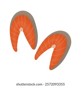 vector of fresh salmon pieces with a flat carton design