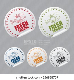 Vector : Fresh Seafood Sticker, Icon or Label