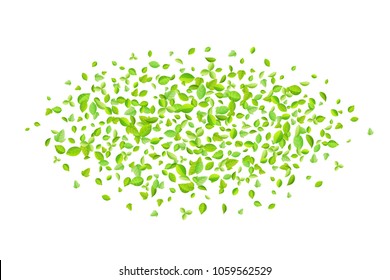 Vector fresh spring green leaves background for greeting card in flat style