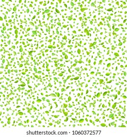 Vector fresh spring green leaves background for greeting card in flat style