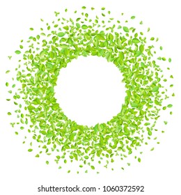 Vector fresh spring green leaves background for greeting card in flat style