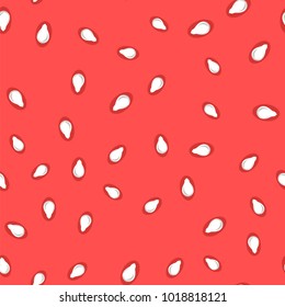 Vector Fresh Sweet Natural Ripe Watermelon Seamless Pattern with White Seeds