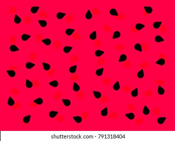 Vector Fresh Sweet Natural Ripe Watermelon Pattern With Black Seeds. Watermelon Background With Black Seeds. Background For Graphic, Banners, Presentations, Reports, Wallpaper. Vector Illustration.