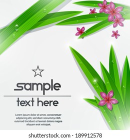 Vector fresh tropical flower with leafs background illustration
