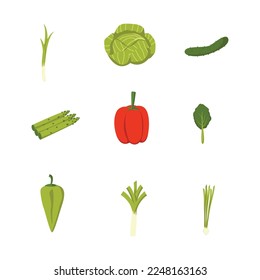 vector fresh vegetables food icon set