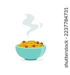 vector of fresh and warm hand made spaghetti