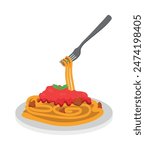 vector of fresh and warm hand made spaghetti.