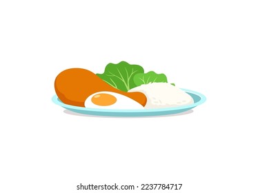 vector of fresh and warm hand made breakfast meal