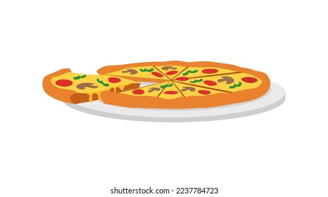 vector of fresh and warm hand made pizza