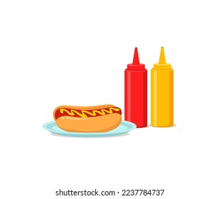 vector of fresh and warm hand made hotdog