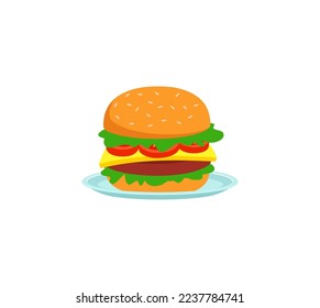 vector of fresh and warm hand made burger