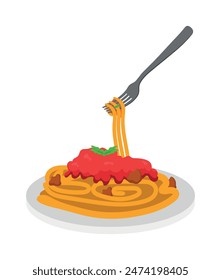 vector of fresh and warm hand made spaghetti.