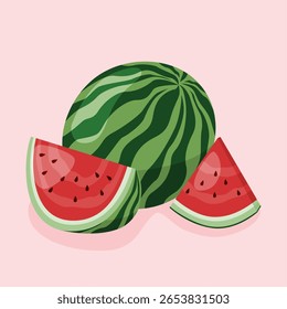 Vektorgrafik frische Wassermelone, handgezeichnet