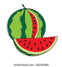 Vector fresh watermelon on a white background
