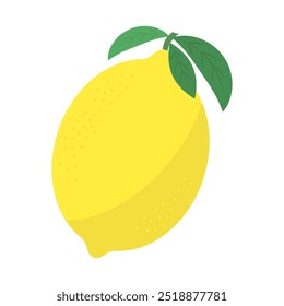 Vector Fresh Yellow Lemon with Green Leaves. Tropical Fruit Icon with Sour Taste.