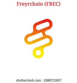 Vector Freyrchain (FREC) digital cryptocurrency logo. Freyrchain (FREC) icon. Vector illustration isolated on white background.