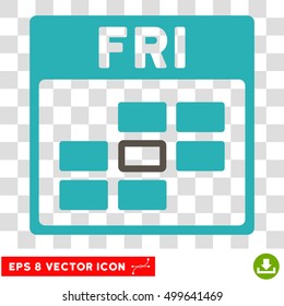 Vector Friday Calendar Grid EPS vector pictogram. Illustration style is flat iconic bicolor grey and cyan symbol on a transparent background.