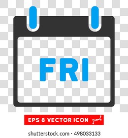 Vector Friday Calendar Page EPS vector icon. Illustration style is flat iconic bicolor blue and gray symbol on a transparent background.